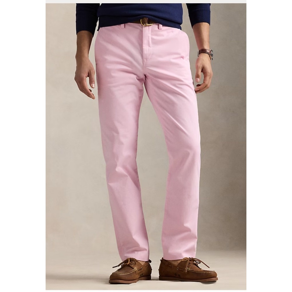 Polo Ralph Lauren Preston Pant Pink Cotton Chino Flat Front Men Size 34x31.5‎